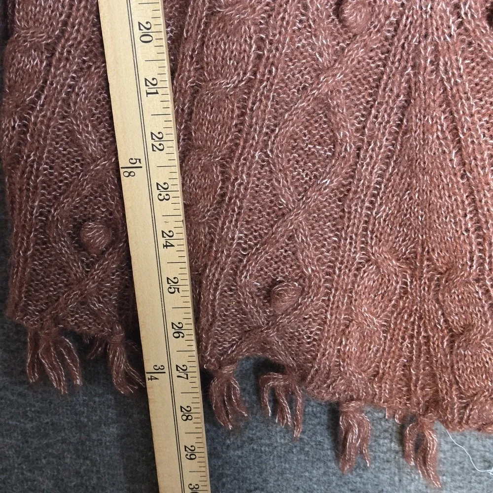 Prana Cable Sweater Womens Size Small Wool Blend Knit Fringe Pullover BOHO‎